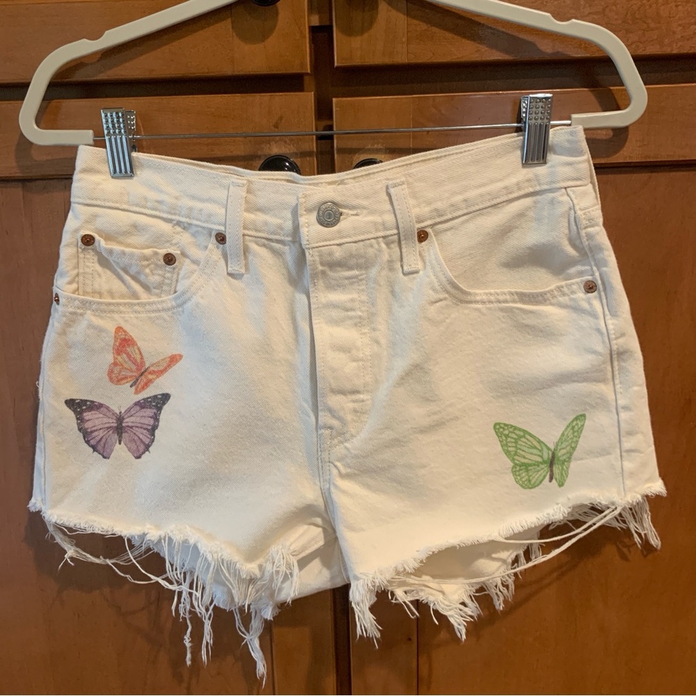 Levi’s Cutoff Jean Shorts with Butterfly Design